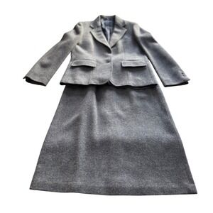 Vtg‎ Anderson-Little 2pc Wool Skirt Suit Women's Size 14 tag Gray Blazer & Skirt